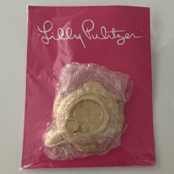 NWT Lilly Pulitzer Gold Metallic Turtle Phone Ring Adhesive Mount - Picture 9 of 10